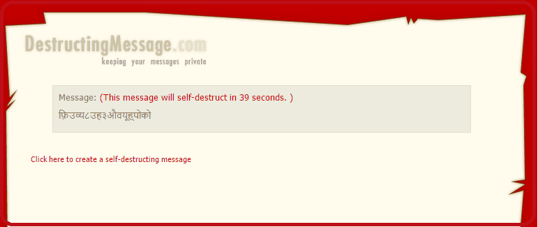 Self Destructive Secret Message