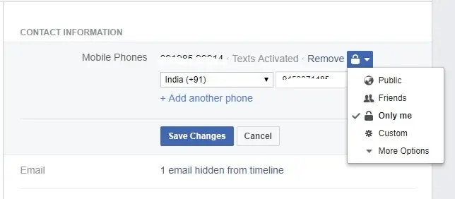 Facebook Number Hide kaise kare f