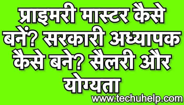 प्राइमरी मास्टर (शिक्षक) कैसे बनें? सरकारी अध्यापक कैसे बने? सैलरी और योग्यता