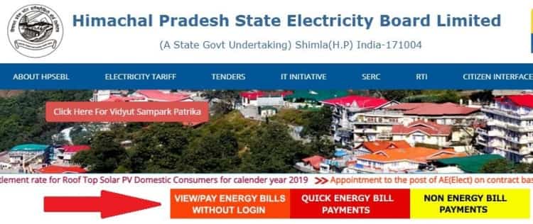 Himachal Pradesh State Electricity Board Ltd HP Bijli Bill Check Process